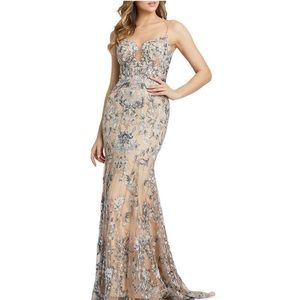Mac Duggal Floral Corset Gown Dress
